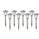 High-End 8 Pack Solar Pathway Lights Glass Stainless Steel Warm White, Auto On/off 15 Lumen