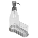 Home Basics Plastic Soap Dispenser with Brushed Steel Top and Sponge Holder, Satin Nickel