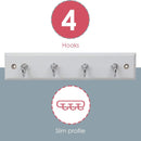 Home Basics 4 Hook Wall Mounted Key Holder Rack, White