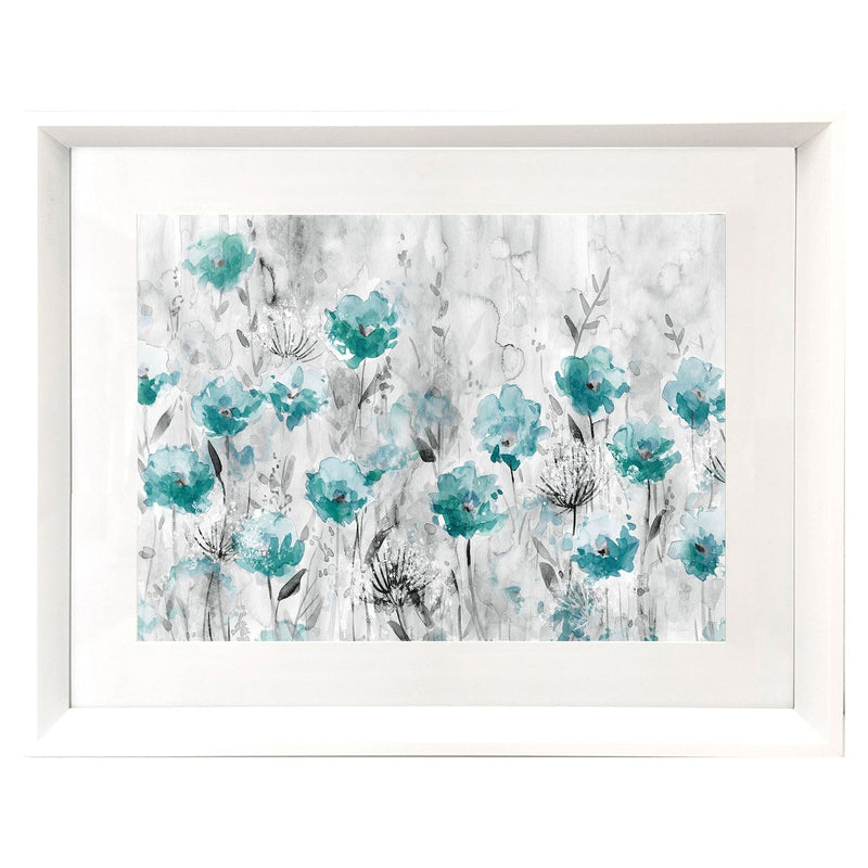 PREMIUS Conference Framed Floral Wall Art, Blue-Grey, 17x21 Inches