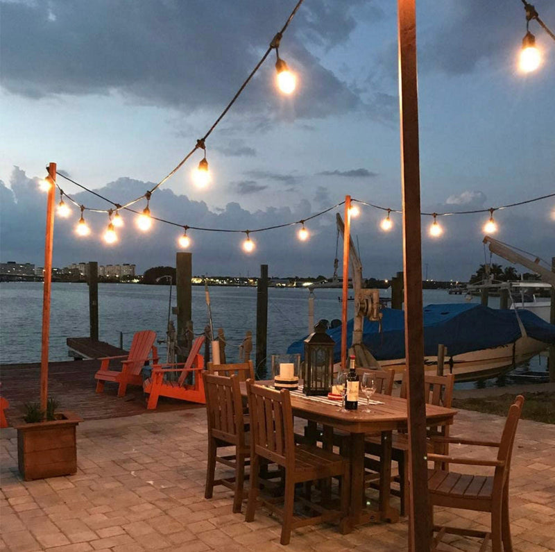 48Ft Solar Powered String Lights Waterproof LED Hanging Edison Bulb Lights with 15 Bulbs