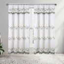 Amira Floral Embroidery Window Panel with Valance and Backing, 55x84 Inches