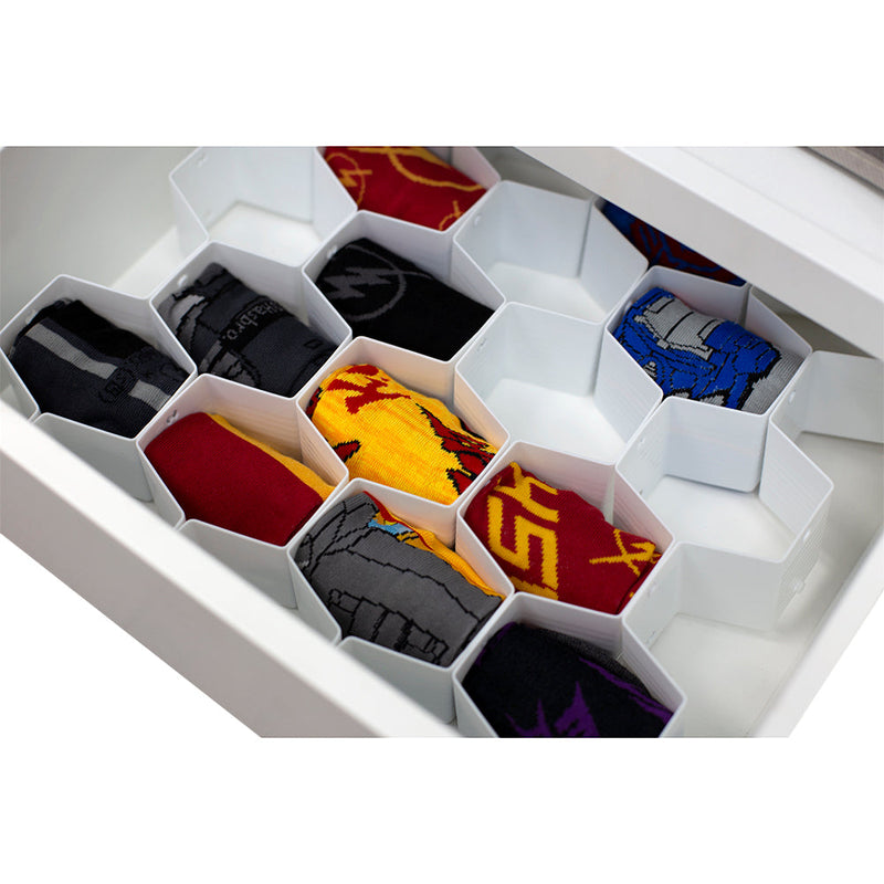 Home Basics Honeycomb 8 Piece Plastic Partition Drawer Divider Organizer Set, White