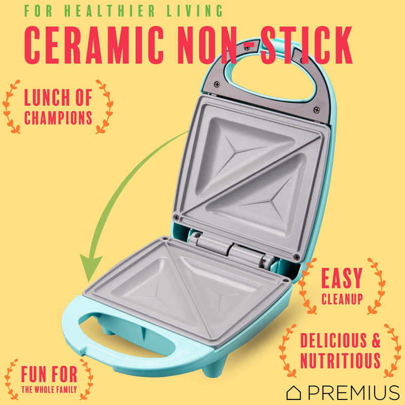 PREMIUS Ceramic Non-Stick Mini Snack Sandwich Maker, 5x4.4 Inch Mold