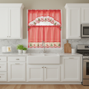 Jovie Christmas Tree Kitchen Curtain Set with Fringes, Red, Swag Valance 60x36, Tiers 30x36 Inches