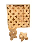 32-Piece Wooden X-Shape Building Blocks Set with Storage Tray