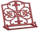 Home Basics Cast Iron Fleur De Lis Cookbook Stand, Red, 10.5x5.5x9 Inches