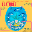 PREMIUS Polyresin Ocean Life Dolphins Toilet Seat, Clear-Blue, Standard Round, 17 Inches