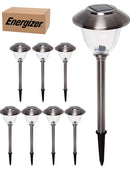 Energizer 8 Pack Solar Pathway LED Lights Outdoor- Glass and Stainless Steel 15 LM ( Silver )