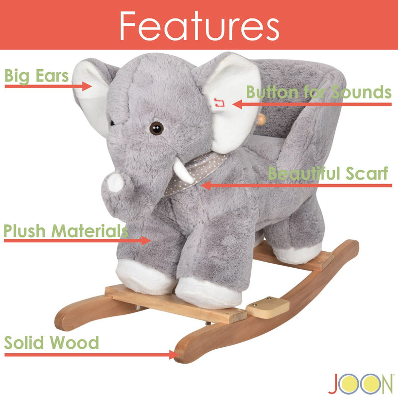 JOON Olli Ride-On Rocking Horse Elephant With Scarf, Gray-White