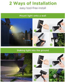 SmartYard Solar SpotLights Outdoor, Waterproof Solar Powered Landscape  2-in-1 Wall Light Auto On/Off , Pack of 4