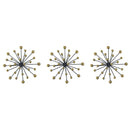 PREMIUS 3 Piece Metal Two-Tone Starburst Wall Decor Set, Black-Gold, 9 Inches