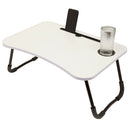 Home Basics Laptop And Tablet Tray with Folding Legs, White, 23.75x16x10 Inches