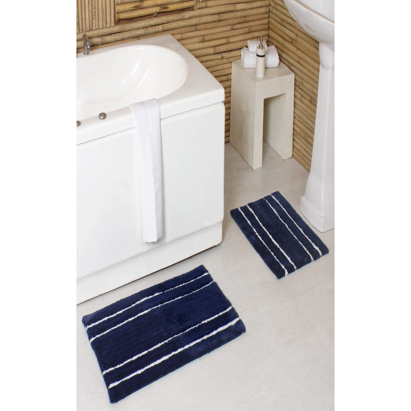 PREMIUS 2 Piece Striped Bath Rug Set, 17x24 and 20x32 Inches