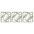 Premius 3 Piece Square Geometric Mirror Set Wall Decor, Champagne, 10 Inches, 30 Inches Overall