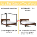 Just Relax Four Corner Post Elegant Mosquito Net Bed Canopy Set, Beige, Full-Queen-King