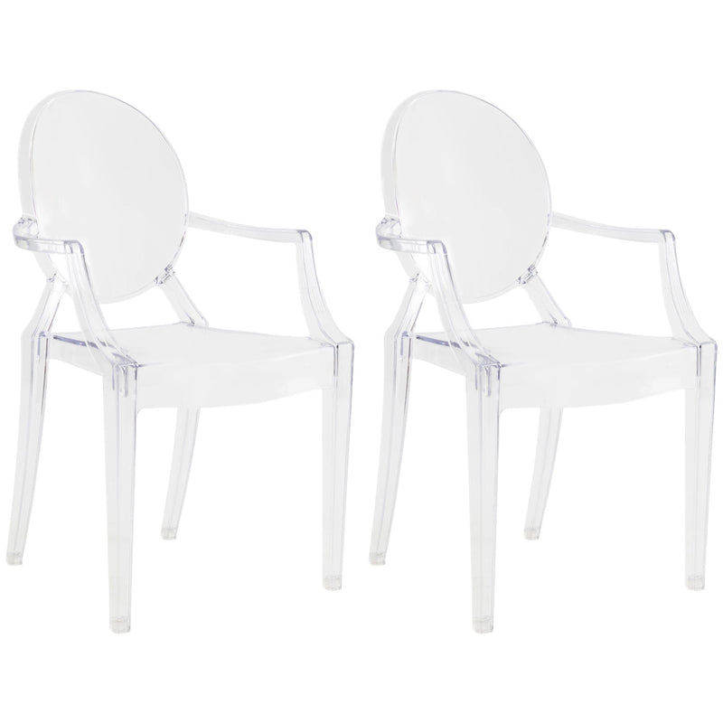 JOON 2 Pack Kids Ghost Chairs with Armrest, 25x13x14.5 Inches, Transparent