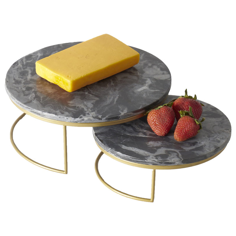 Sophia Grace 2-Piece Round Table Riser, Black Marble, 10x10x4 & 8x8x4 Inches