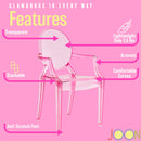 JOON 2 Pack Kids Ghost Chairs with Armrest, 25x13x14.5 Inches, Transparent