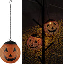 Halloween Solar Hanging Lights Outdoor - Garden Solar Metal Lantern Decor, Solar Powered Led Waterproof Decorative Round