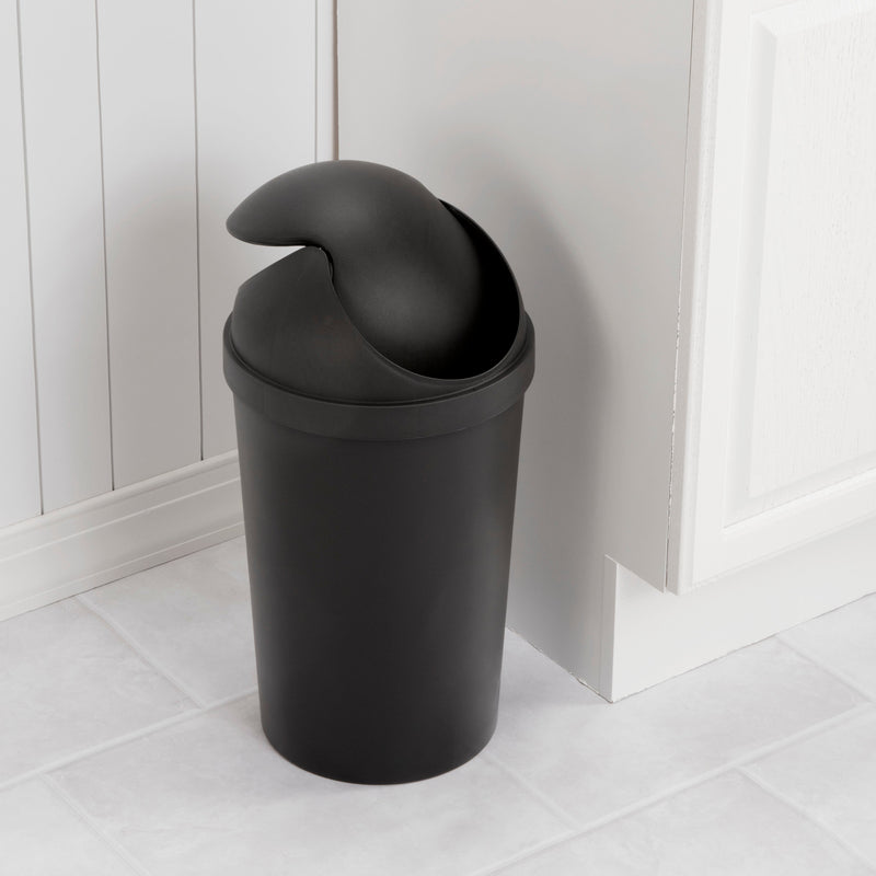 Sterilite Round SwingTop Wastebasket, Black, 3 Gallon