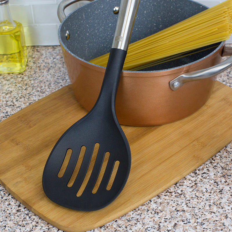 Home Basics Mesa Scratch-Resistant Nylon Skimmer with Stainless-Steel, 13 Inches