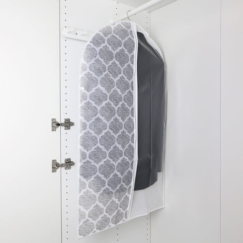 Home Basics Arabesque Non-Woven Suit Bag with Clear Window, White