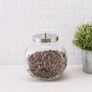 Home Basics Large 91 oz. Round Glass Candy Storage Jar with Stainless Steel Top, Clear