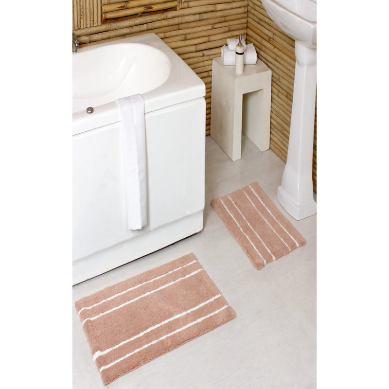 PREMIUS 2 Piece Striped Bath Rug Set, 17x24 and 20x32 Inches