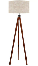 Modern Tripod LED Floor Lamp – Mid Century Dimmable Modern Light for Contemporary Living Rooms - Tall Free Standing Lamp with Solid Wood Legs by Outdoor Solar Outlet