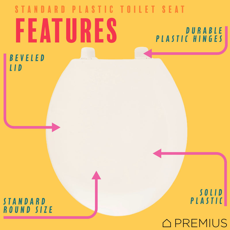 PREMIUS Beveled Plastic Toilet Seat, Standard Round, 17 Inches