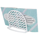 Home Basics Cast Iron Chevron Design Cookbook Stand, White, 10.5x5.5x9 Inches