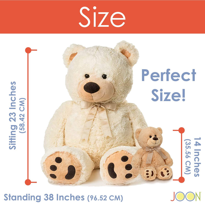 JOON Huge Teddy Bear With Ribbon, Cream