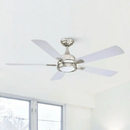 52" Tata Nagar Industrial Brush Nickel Downrod Mount Reversible Ceiling Fan with Lighting and Remote Control by Parrot Uncle