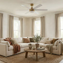 54 Inch Kama Modern Downrod Mount Ceiling Fan with Remote Control and LED Light