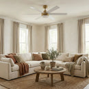 54 Inch Kama Modern Downrod Mount Ceiling Fan with Remote Control and LED Light