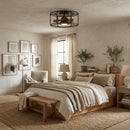 20" Kanpur Industrial Flush Mount Reversible Ceiling Fan with LED Lighting and Remote Control