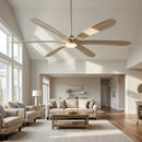 72" Jaydn Farmhouse Satin Nickel DC Motor Downrod Mount Reversible Ceiling Fan with Lighting and Remote Control by ParrotUncle