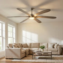 72" Jaydn Farmhouse Satin Nickel DC Motor Downrod Mount Reversible Ceiling Fan with Lighting and Remote Control by ParrotUncle