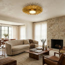 Golden Sunburst 2 Light Flush Mount Lighting