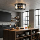 Black 3-Light Farmhouse Flush Mount Ceiling Light