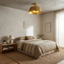 3-Light Golden Semi Flush Mount Lighting