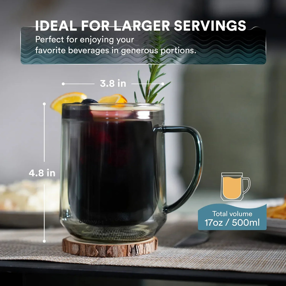 Double Wall Mug - 500ml/17oz (Set of 2), photo 4 of 14