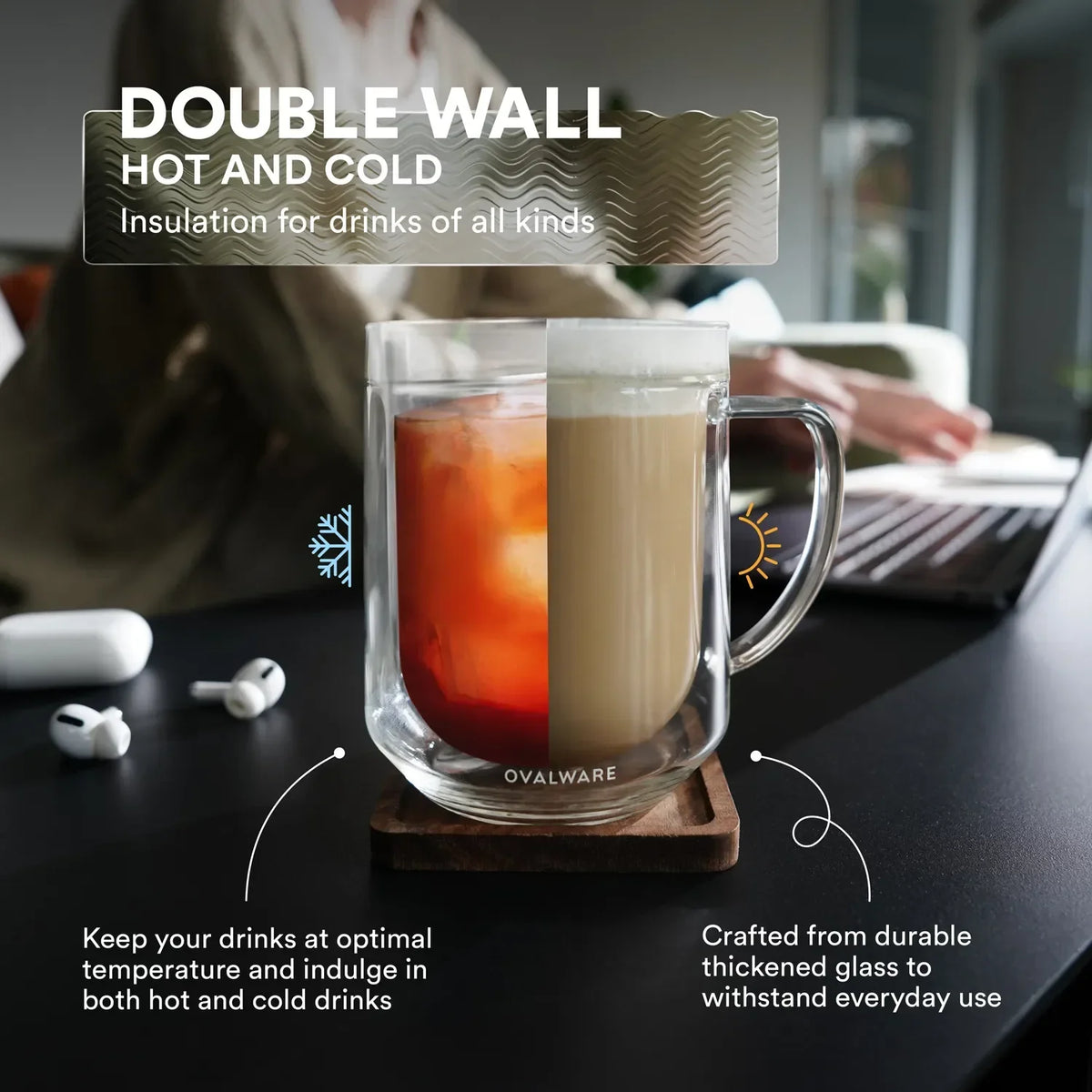 Double Wall Mug - 500ml/17oz (Set of 2), photo 7 of 14