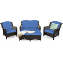 5 Pieces Patio Rattan Sofa Set with Cushion and Ottoman by LJGDeals