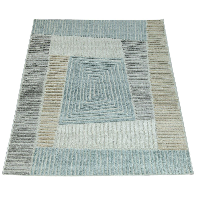 In- & Outdoor Rug Marrakesh Carved Design - Brown Blue