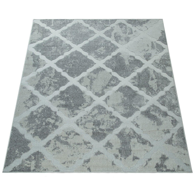 Outdoor Rug Marrakesh Moroccan Diamond Pattern - Light-Grey