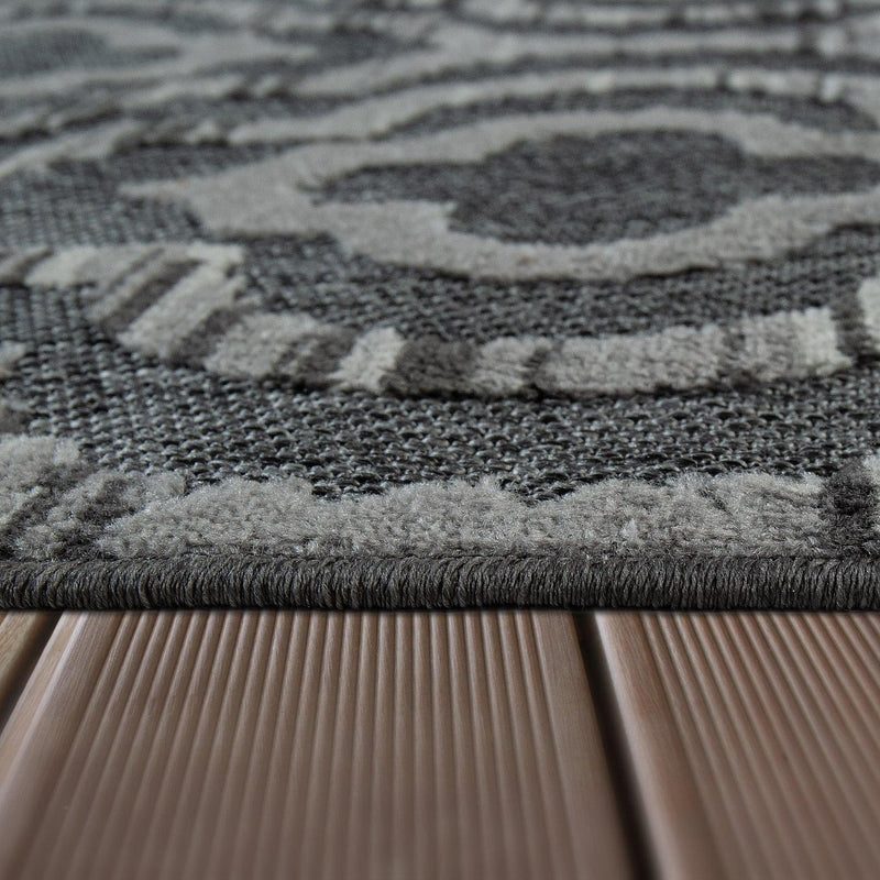 In- & Outdoor Rug Marrakesh Moroccan Ornaments - Dark Grey