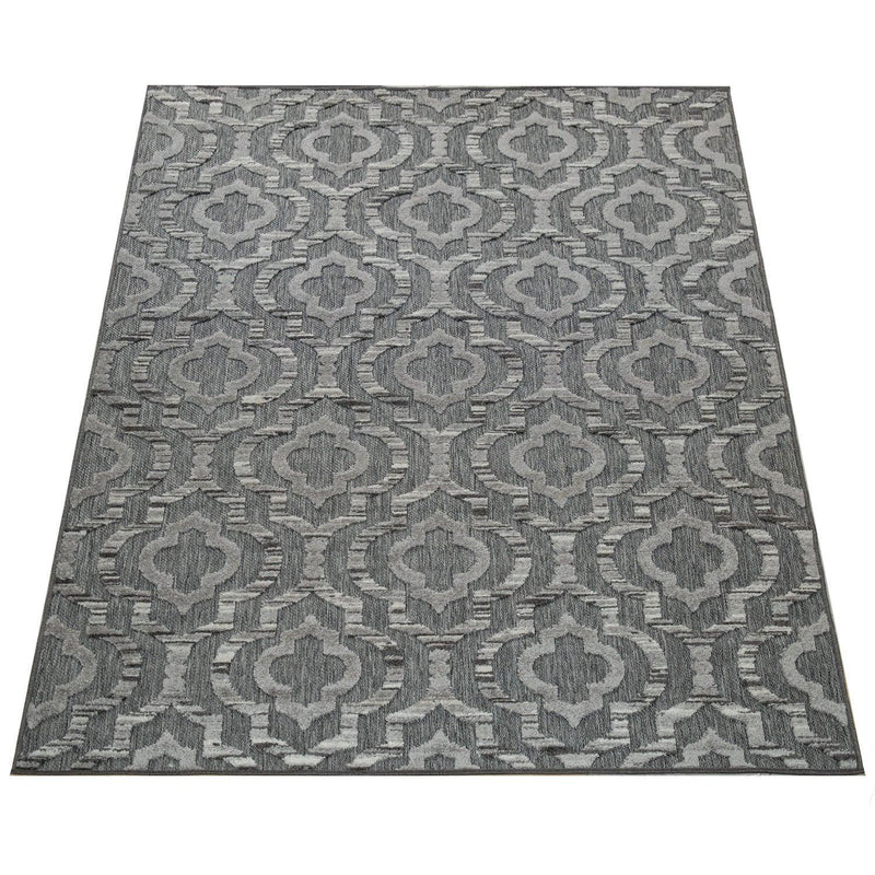 In- & Outdoor Rug Marrakesh Moroccan Ornaments - Dark Grey
