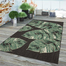 In- & Outdoor Rug Ostende Jungle Leaves - Black Green